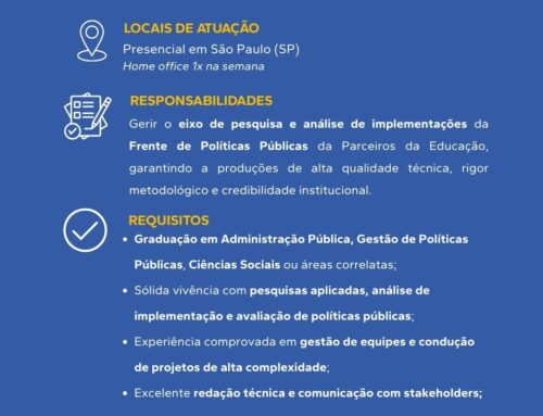 Vaga | Gestor(a) de Pesquisa e Análise de Implementação Sênior